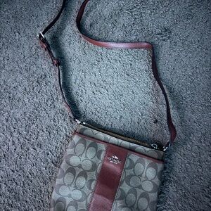 Coach Signature Brown and Red Shoulder Bag